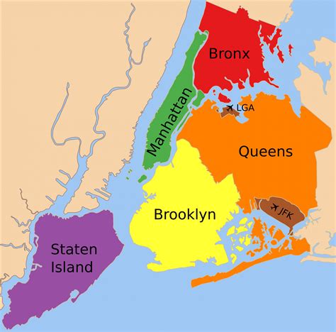 Map of New York with focus on boroughs